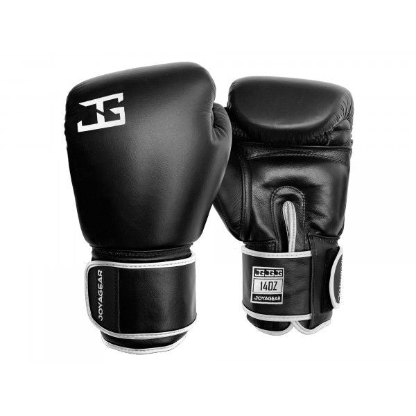 THAI leather KICKBOKSHANDSCHOEN (LEER) ZWART/WIT